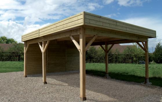 Carport bois avec une face ferme